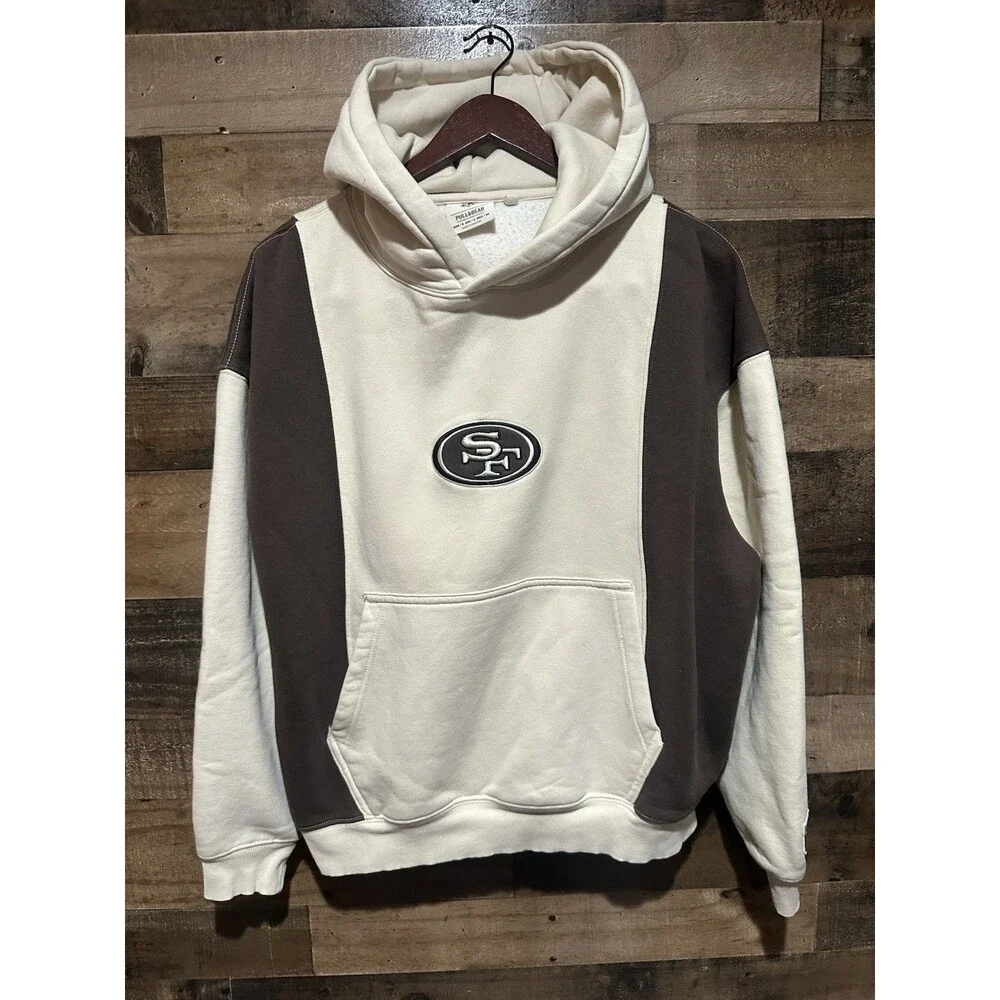 NFL 49ers Pull and Bear Brown Tan Sweatshirt Hoodie Small